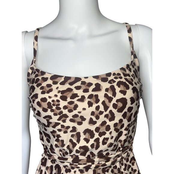 Kona Sol Womens Swimsuit One-Piece Leopard Print Crisscross Straps Brown M(8-10) - Picture 3 of 10